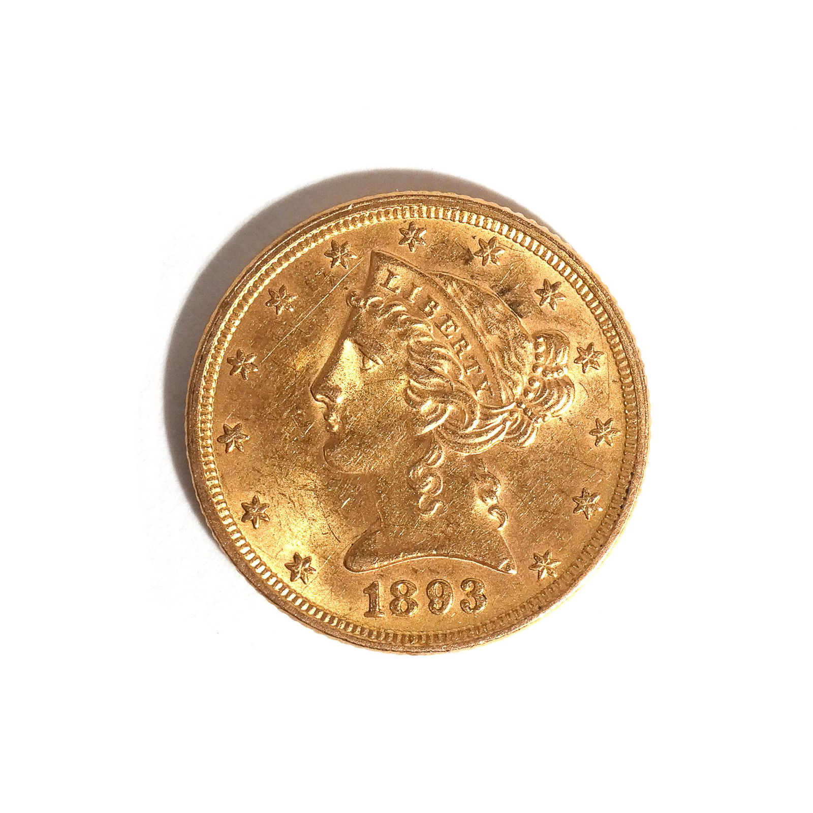 1893 LIBERTY HEAD $5 GOLD COIN (1 of 8)