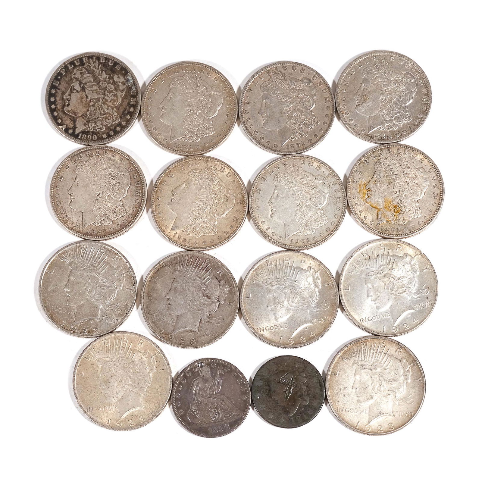(16pc) MORGAN & PEACE SILVER DOLLARS & OTHER (1 of 10)