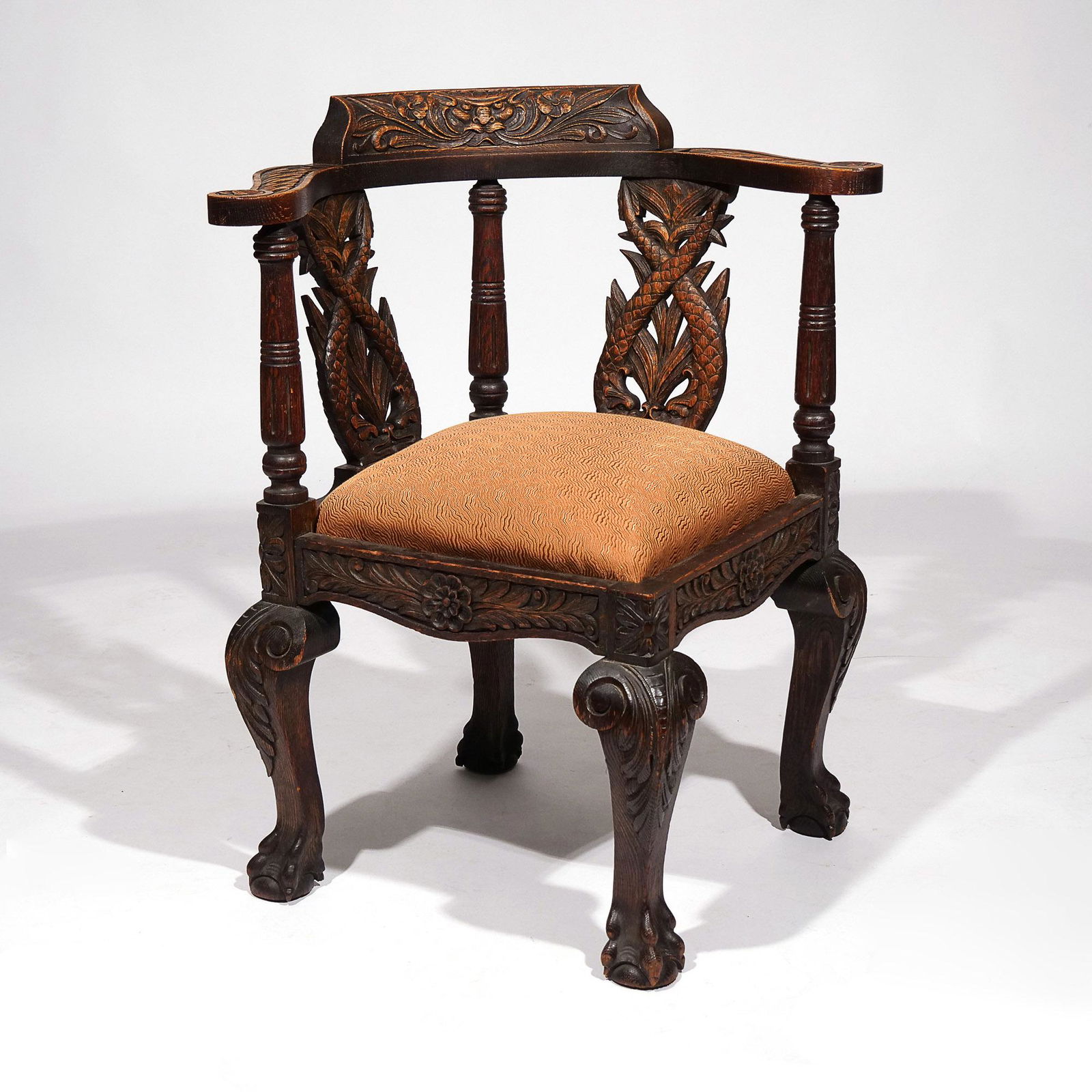CARVED OAK CORNER CHAIR (1 of 7)