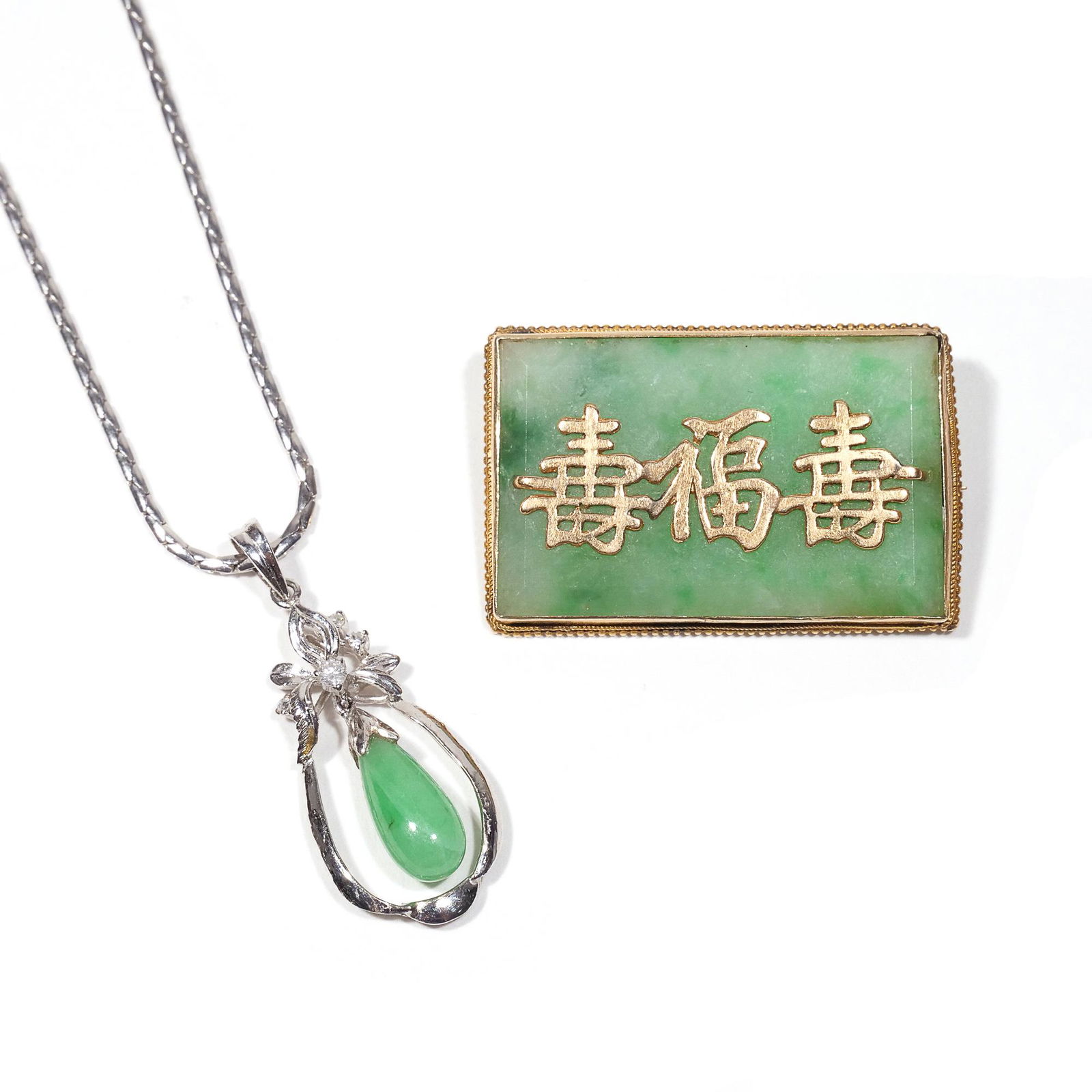 (2pc) JADE & 14k GOLD JEWELRY (1 of 6)