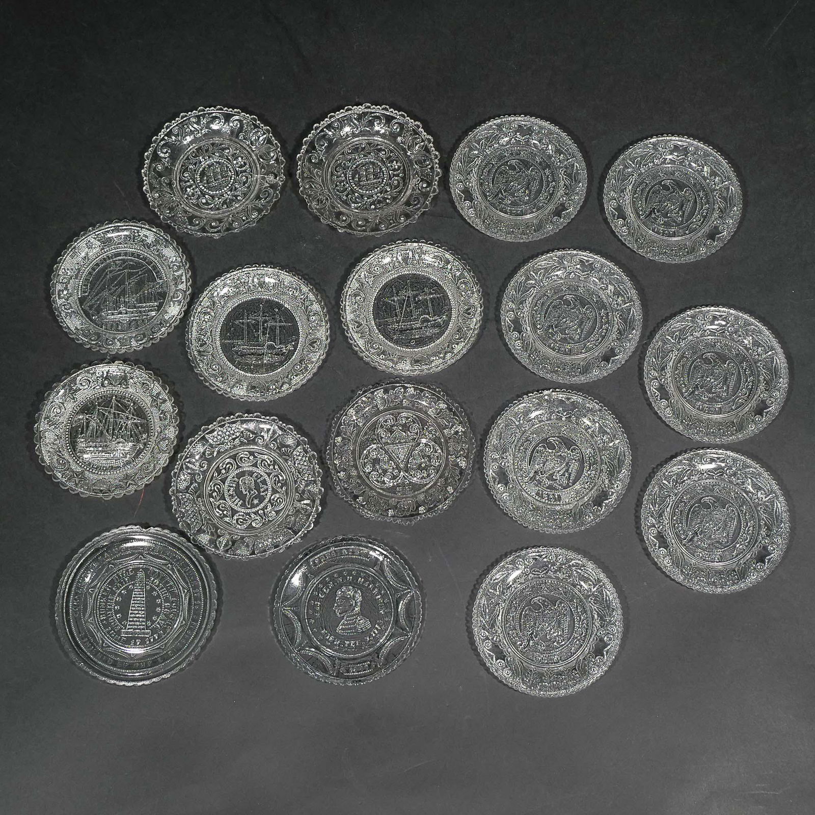 (17pc) SANDWICH GLASS CUP PLATES (1 of 13)