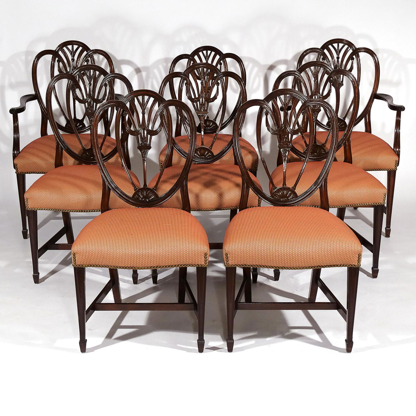 (8pc) SET FORMAL MAHOGANY SHIELD BACK CHAIRS (1 of 14)