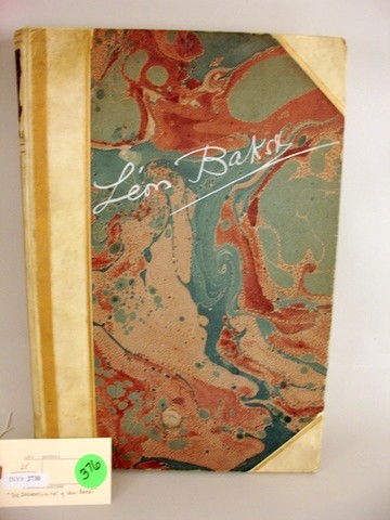 376A) ARSENE ALEXANDRE, "THE DECORATIVE ART OF LEON...": "THE DECORATIVE ART OF LEON BAKST" 1913, NOTES BY JEAN COCTEAU, FOLIO, ORIG. HALF VELLUM W/GILT, W/50 COLOUR & 27 PLAIN PLATES, BINDING TITLE CHIPPED, FEW PLATES W/DISCOLORATION AT CORNER