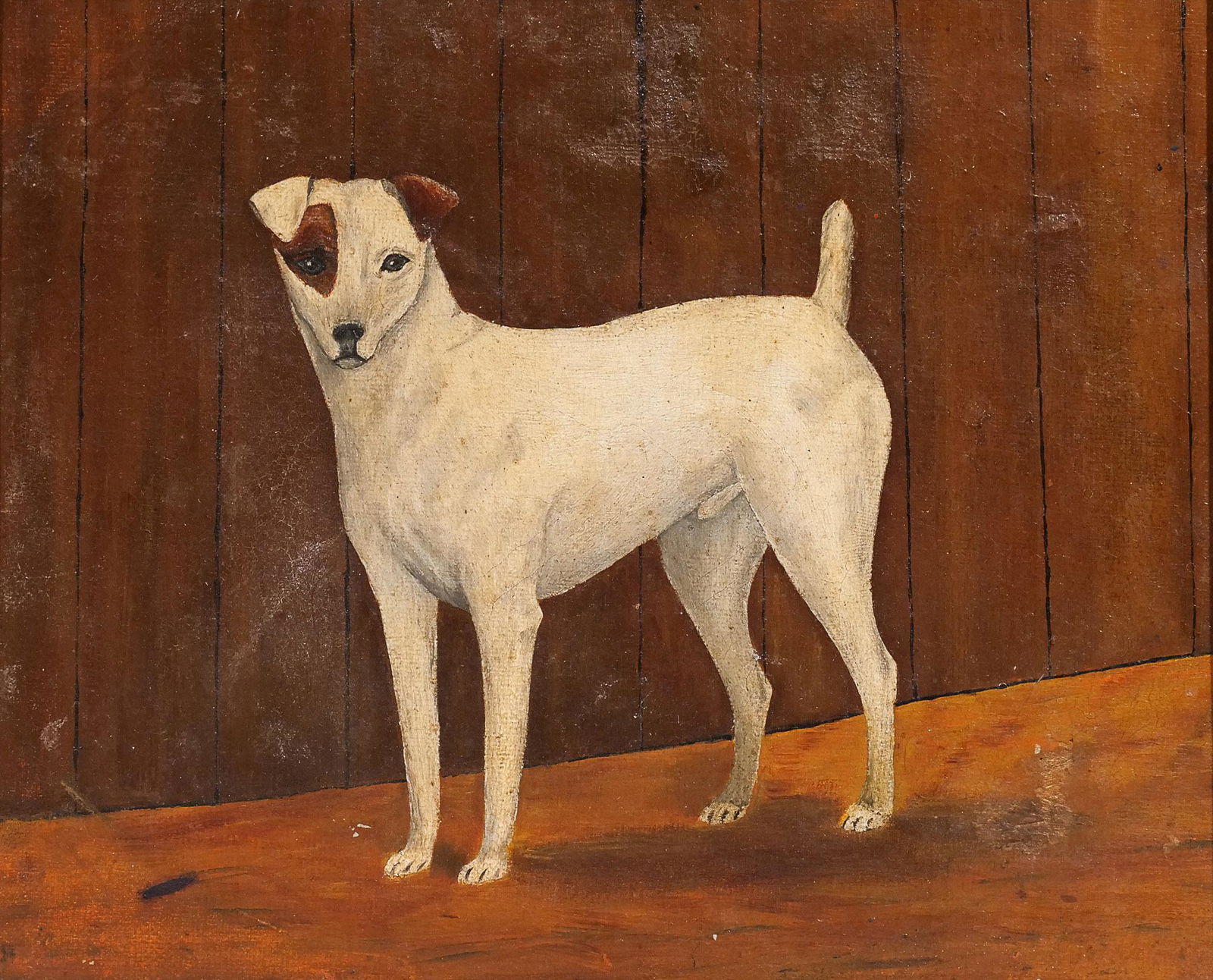 19th CENTURY FOLK ART PAINTING of a DOG (1 of 9)