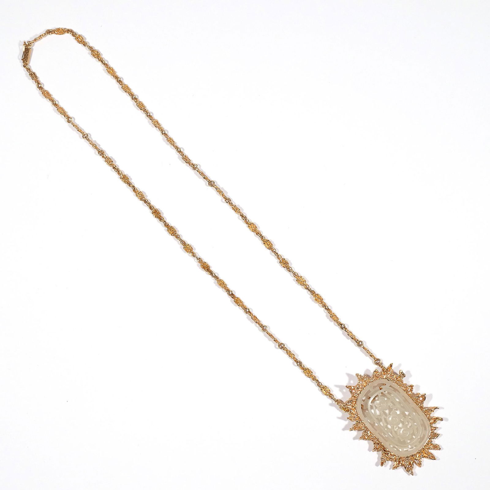 CHINESE CELADON JADE OVAL OPENWORK PENDANT (1 of 10)