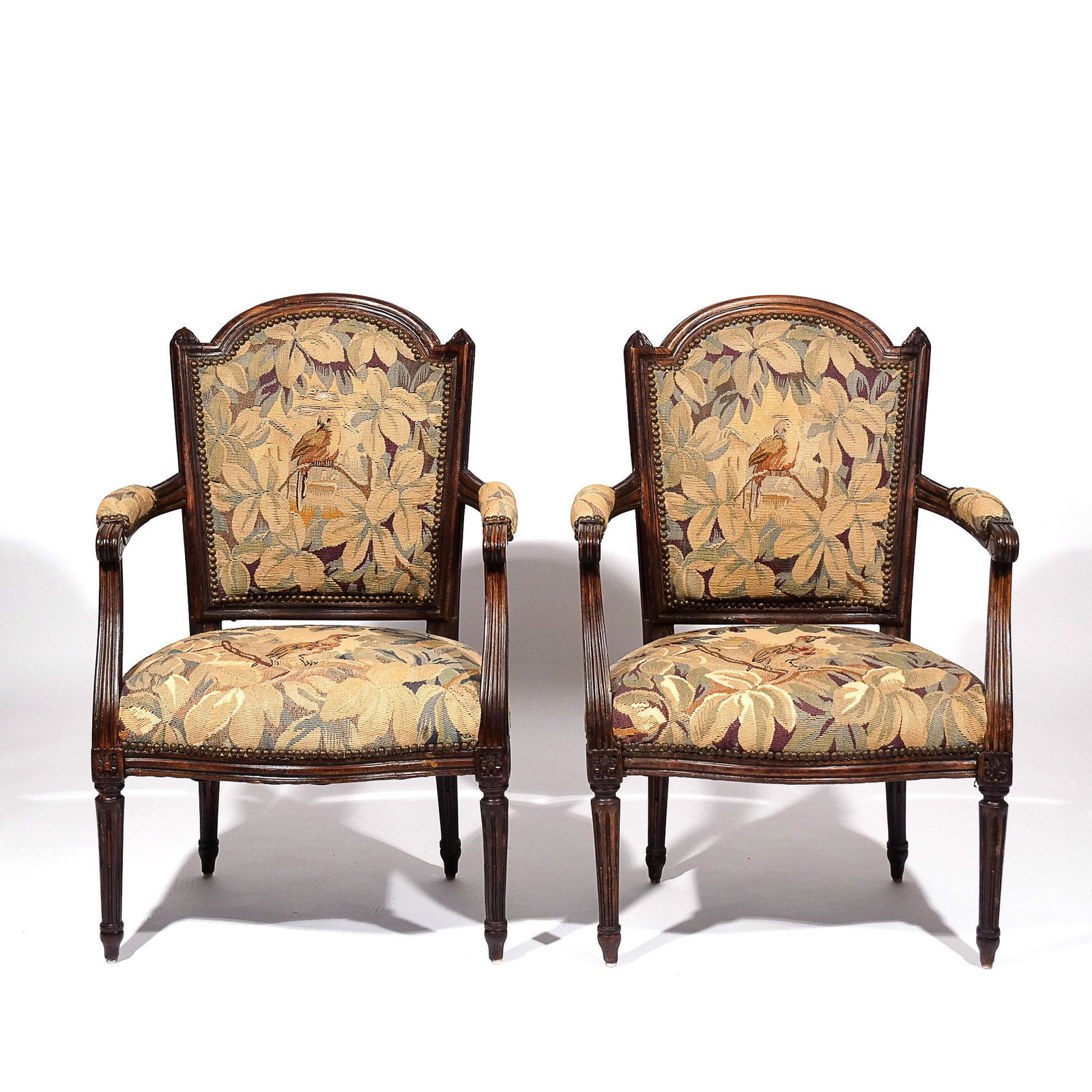 PAIR LOUIS XVI-STYLE CARVED OAK FAUTEUILS (1 of 17)
