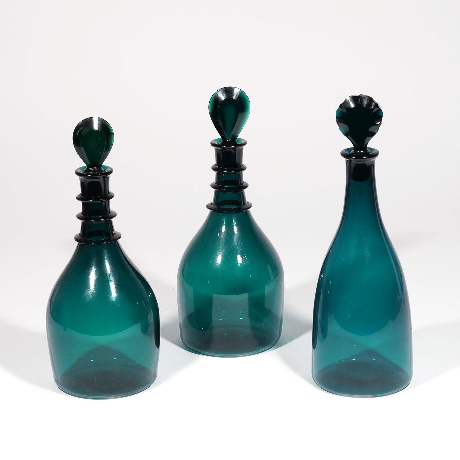 (3pc) GEORGE III EMERALD GREEN BRISTOL GLASS (1 of 8)