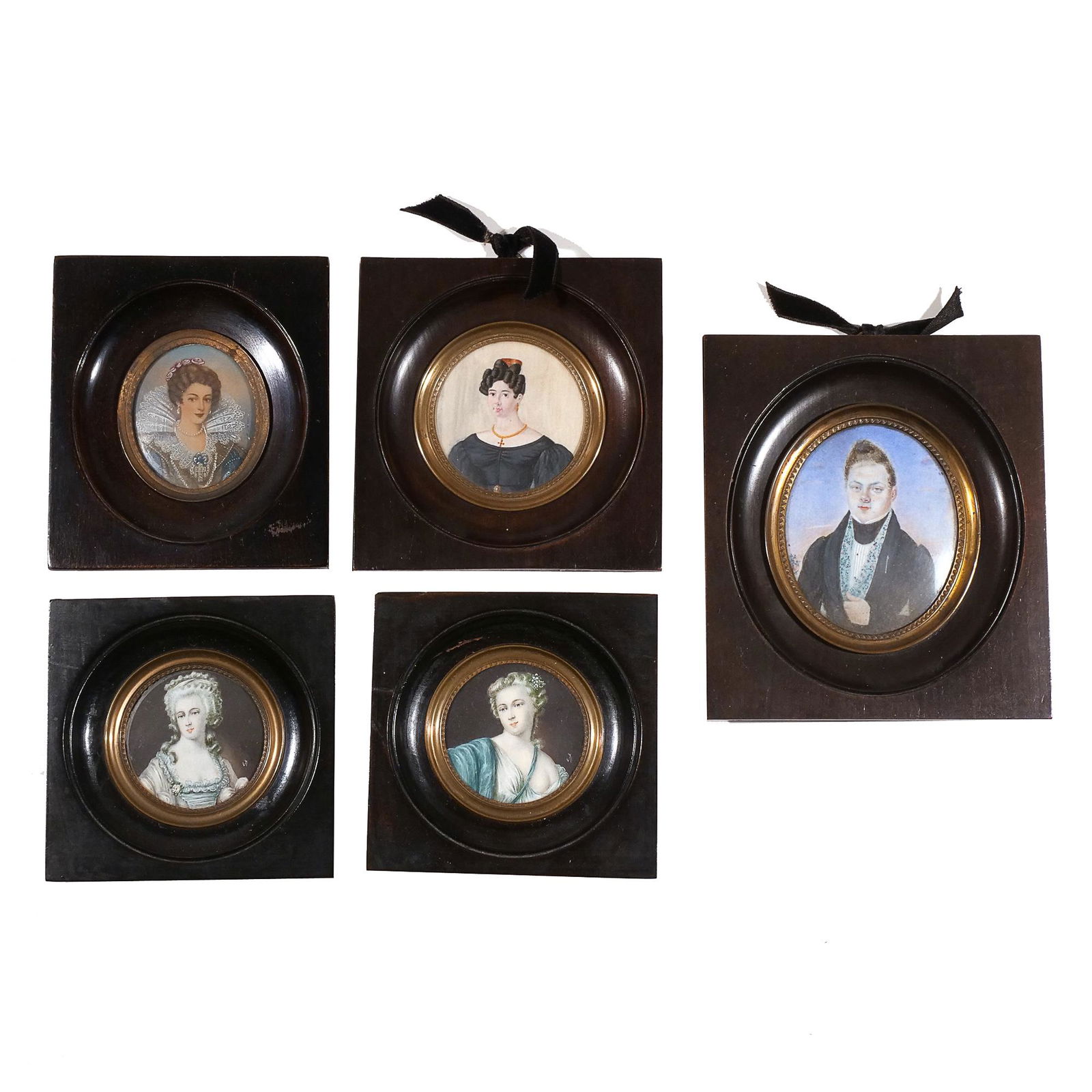 (5pc) CONTINENTAL PORTRAIT MINIATURES (1 of 14)