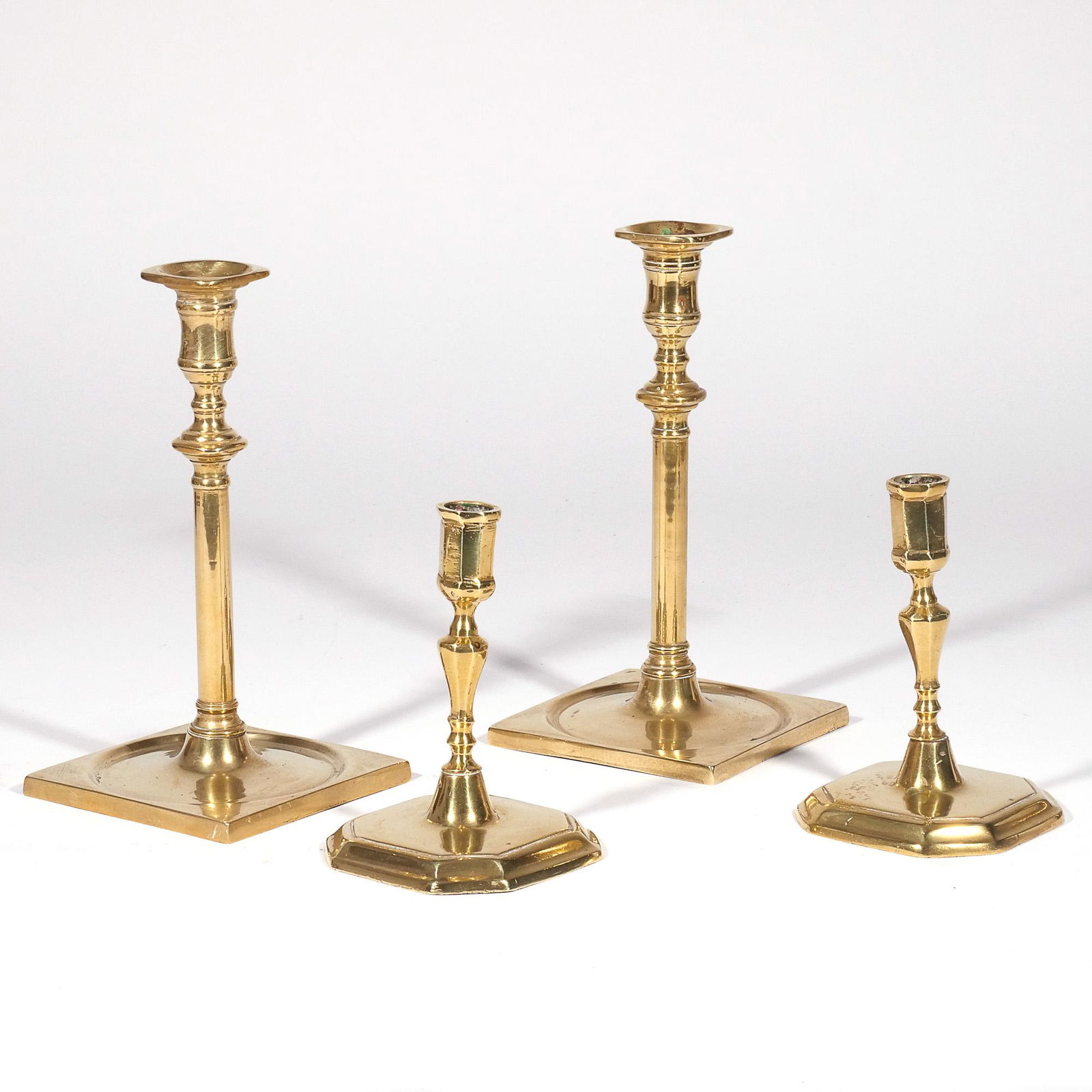 (4pc) TWO PAIRS 18th CENTURY BRASS CANDLESTICKS (1 of 7)