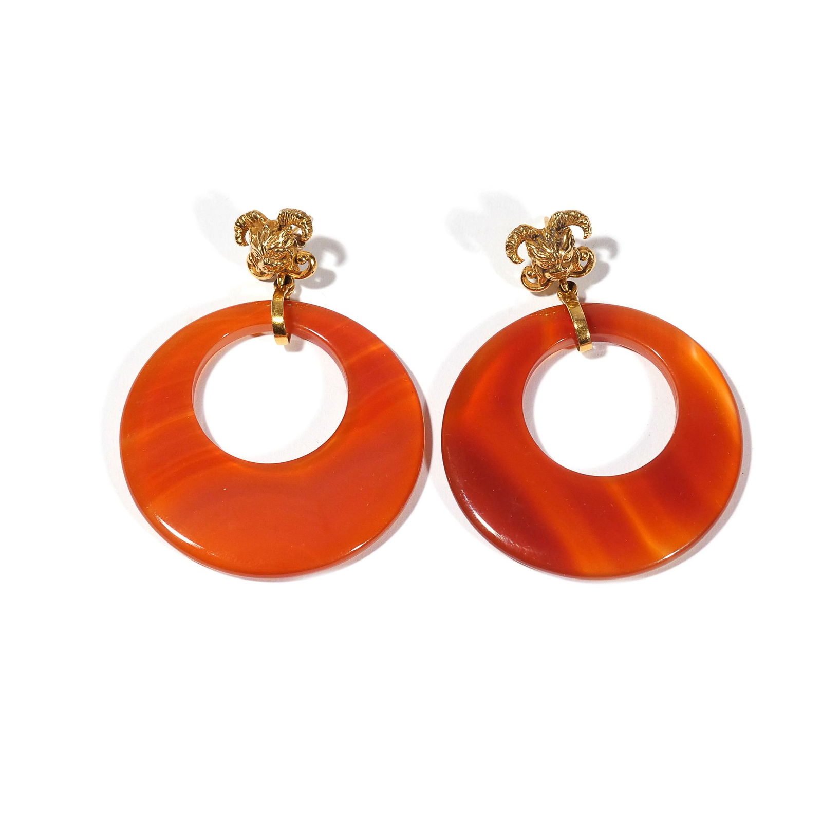 PAIR 14k GOLD & AGATE EARRINGS (1 of 4)