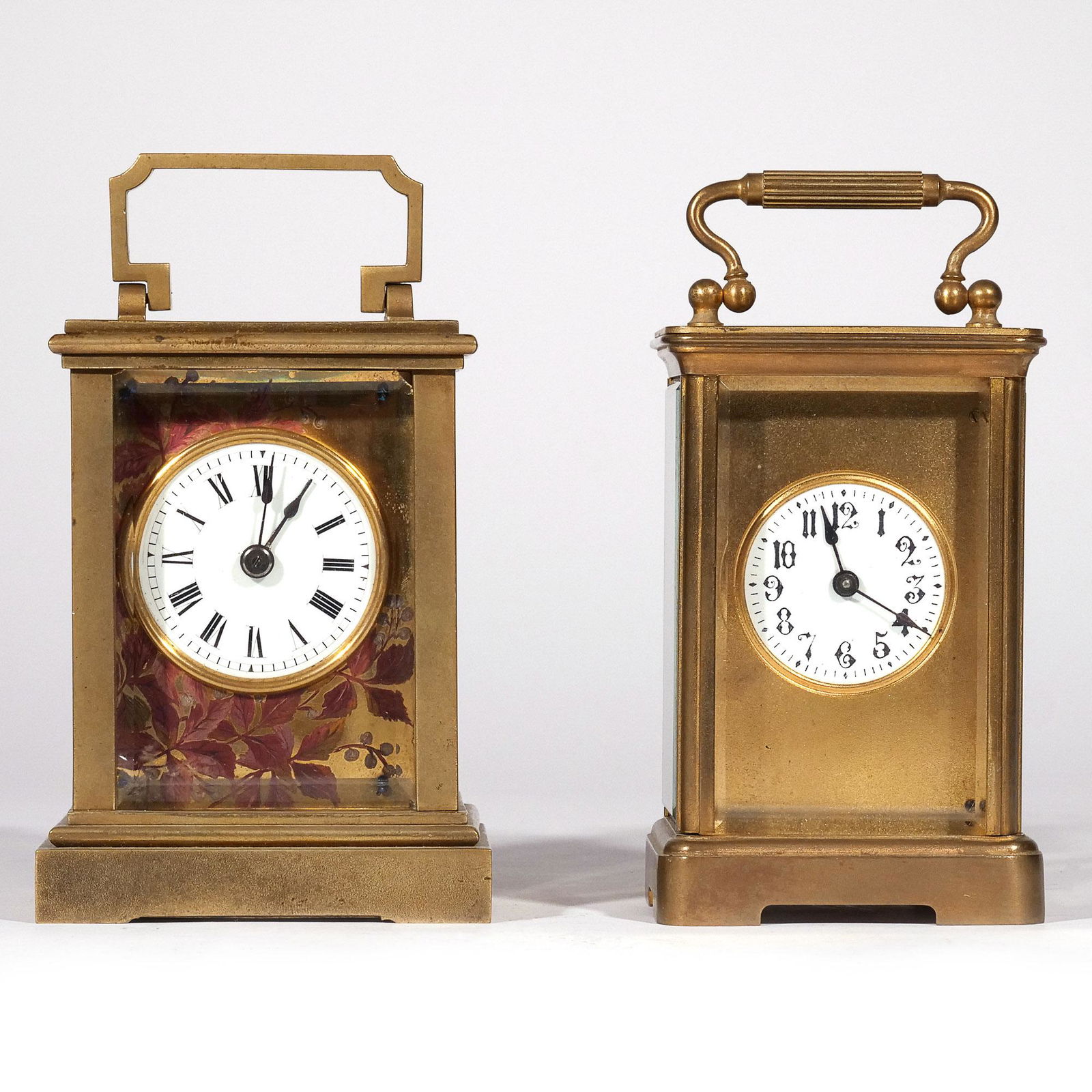 (2pc) BRASS CARRIAGE CLOCKS (1 of 8)
