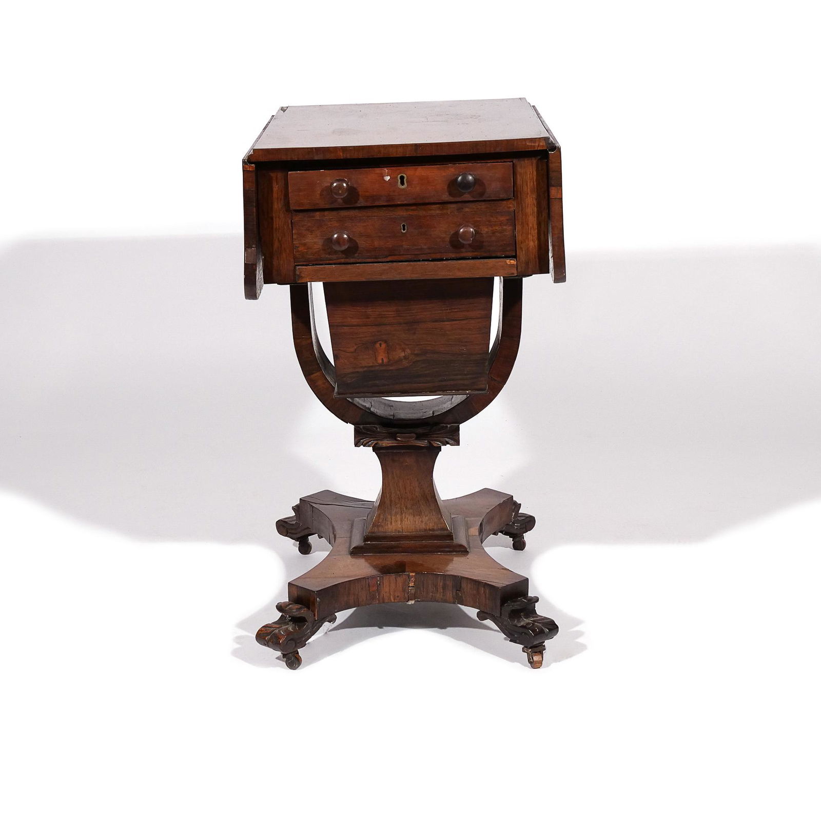 REGENCY ROSEWOOD DROP-SIDE SEWING TABLE (1 of 14)