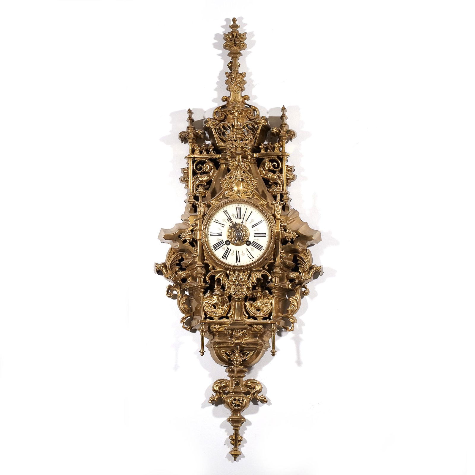 GOTHIC 19th CENTURY FRENCH BRONZE CARTEL CLOCK (1 of 8)