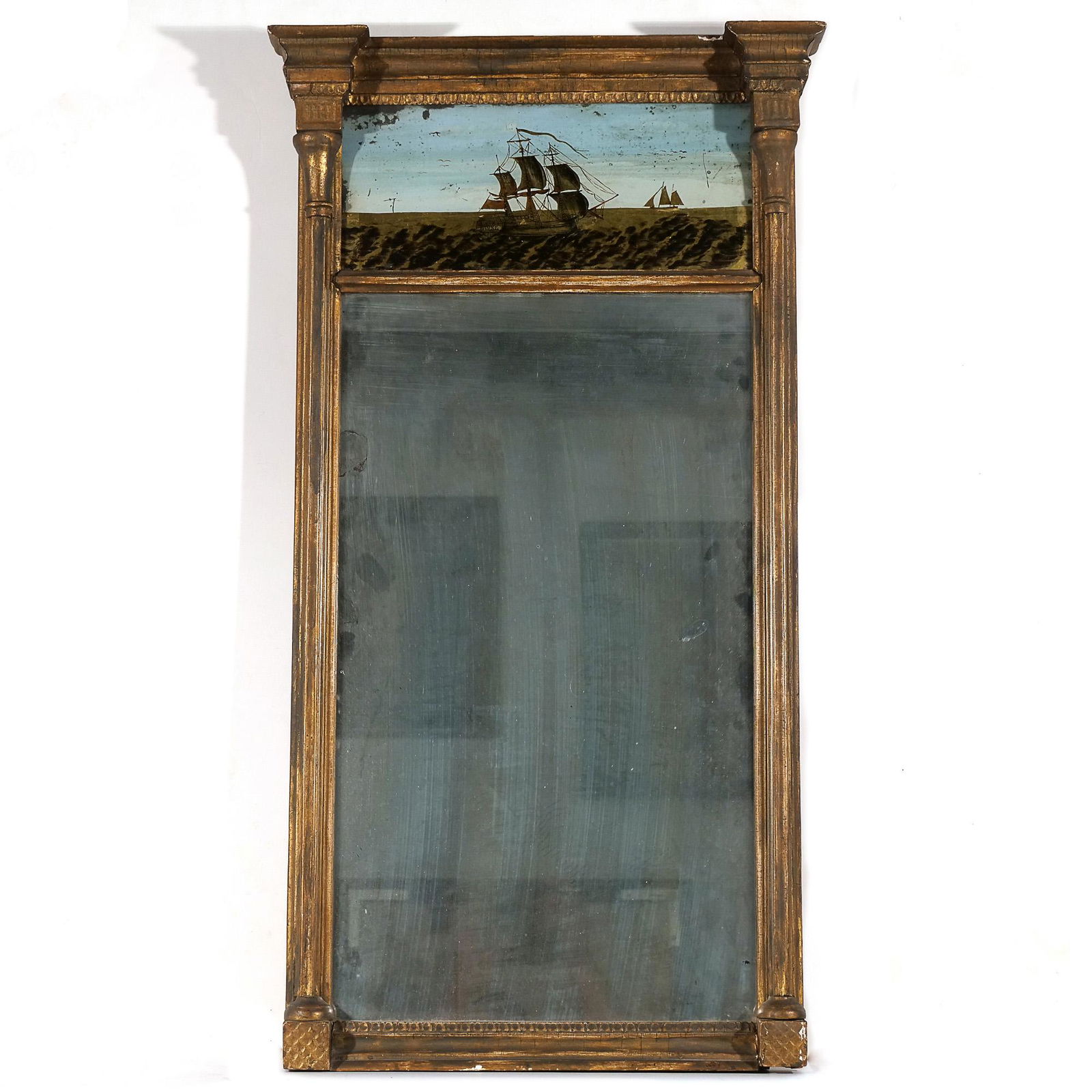 GILT CARVED & EGLOMISE WALL MIRROR (1 of 7)