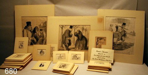 680) HONORE DAUMIER NEWSPAPER LITHOGRAPHS 38 (APPROX.) : DONE FOR THE PARIS NEWSPAPER "CHARIVARI"; RANGE: 18" X 14" TO 3" X 3"