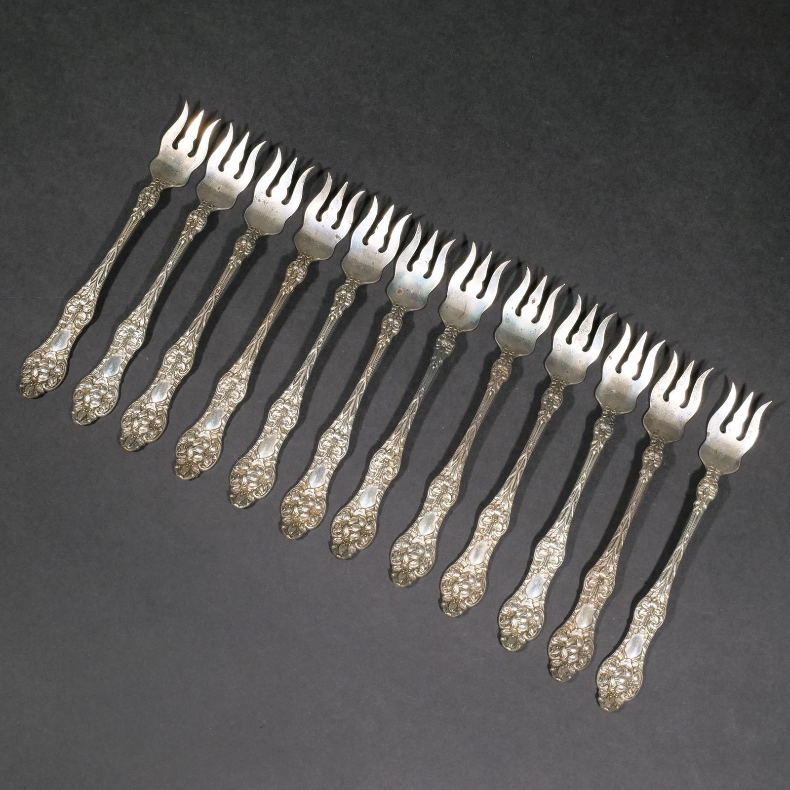 (12pc) ALVIN OLD ORANGE BLOSSOM COCKTAIL FORKS (1 of 6)