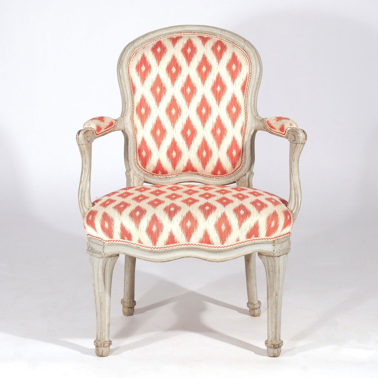 PERIOD LOUIS XVI PAINTED GREY  FAUTEUIL (1 of 14)