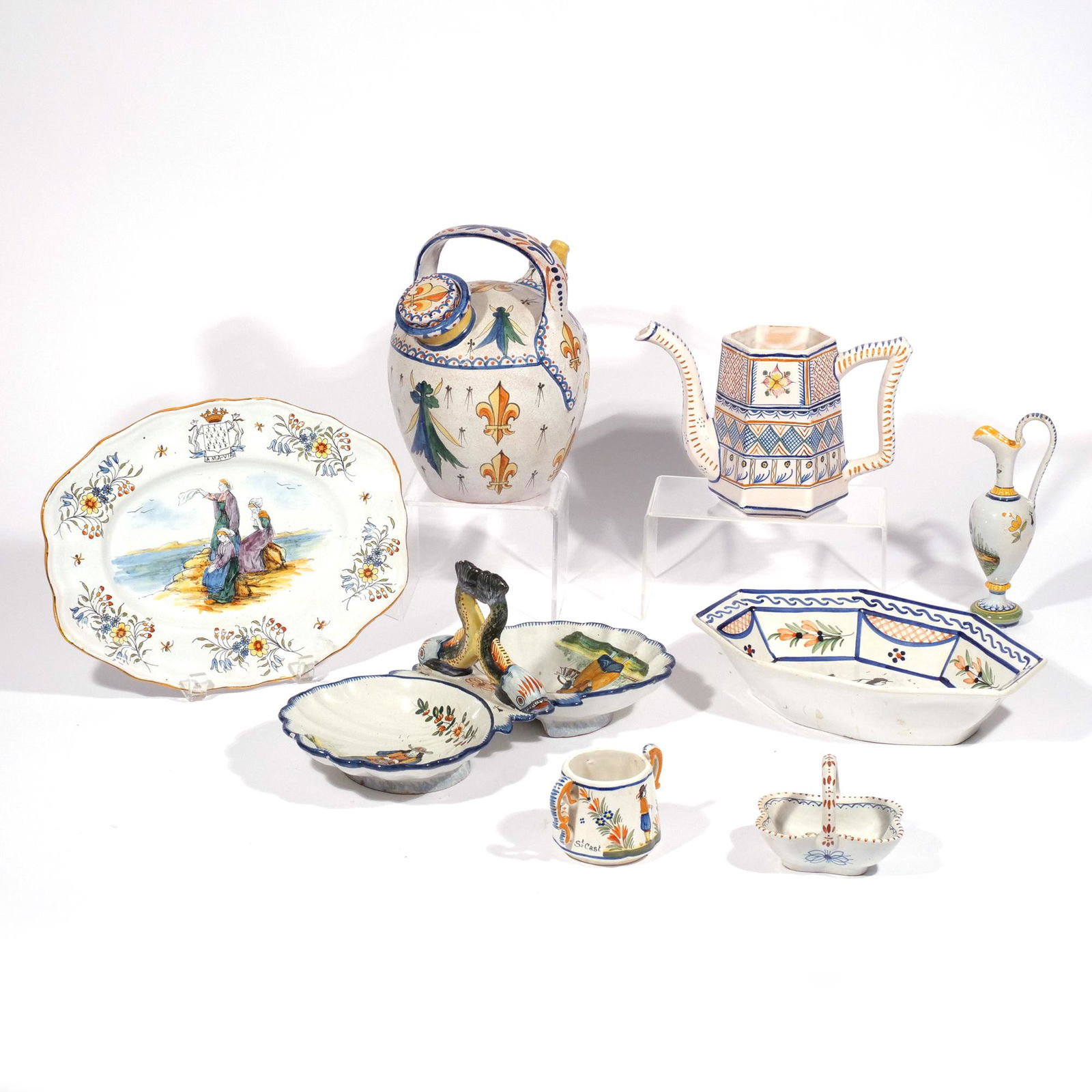 (8pc) QUIMPER & OTHER FAIENCE POTTERY (1 of 9)