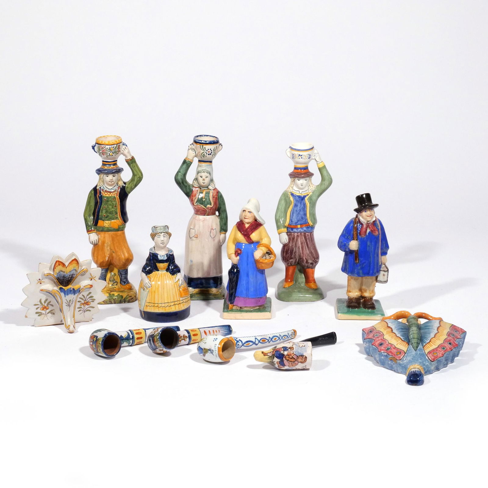 (12pc) QUIMPER & OTHER FAIENCE POTTERY ITEMS (1 of 10)