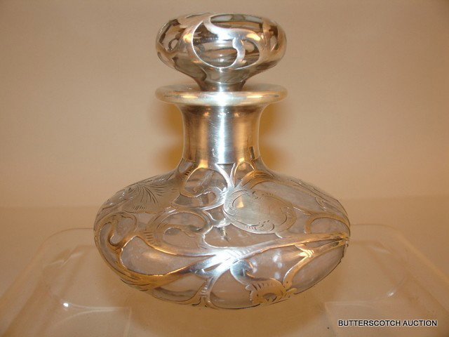 250) STERLING SILVER OVERLAY COLOGNE BOTTLE