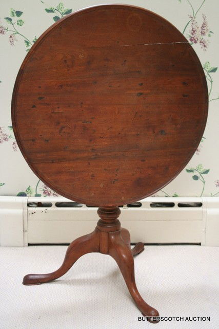 423) 19TH C. BIRDCAGE TILT TOP TEA TABLE, TOP W/: NUMEROUS REPAIRS, REPAIR TO 1-LEG