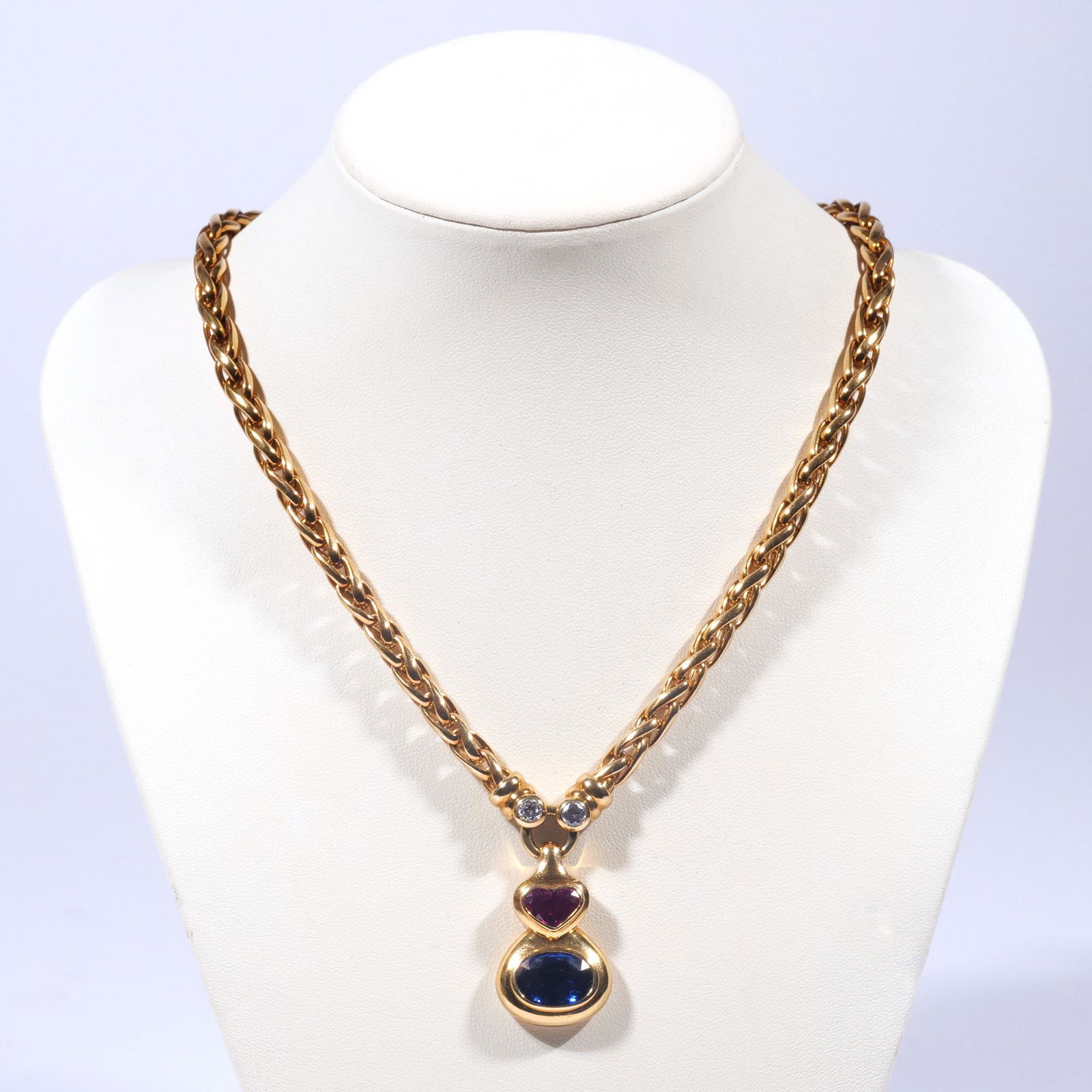 SAPPHIRE, RUBY, DIAMOND & 18k GOLD NECKLACE (1 of 10)