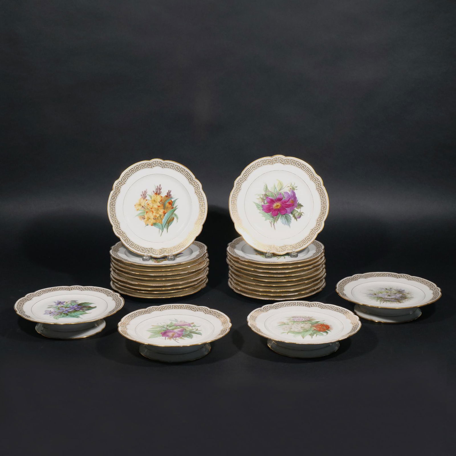 (23pc) PARISIAN HAND-PAINTED DESSERT PLATES (1 of 15)