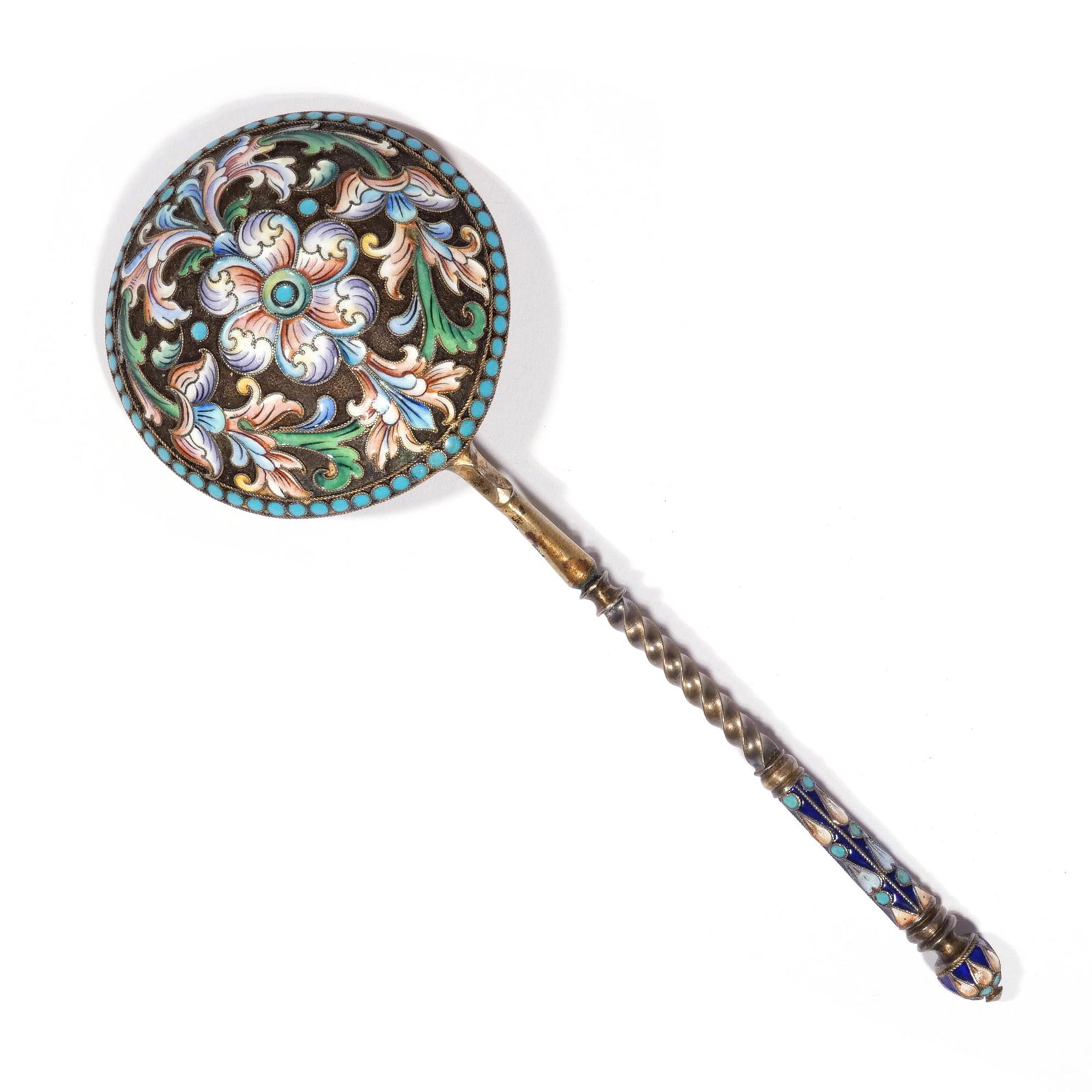 RUSSIAN CLOISONNE ENAMELED SILVER SPOON (1 of 8)