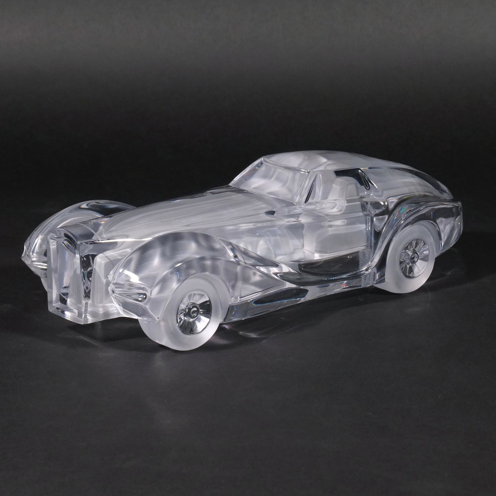 DAUM CRYSTAL & FROSTED GLASS ROADSTER CAR (1 of 16)