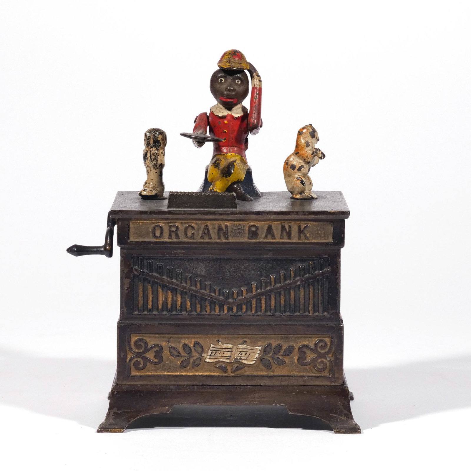 KYSER & REX CAT & DOG ORGAN BANK: Pat. June 13, 1882 h. 7-1/2 w. 6 d. 4 in. Provenance: Descended through a Cortlandt Manor, NY family