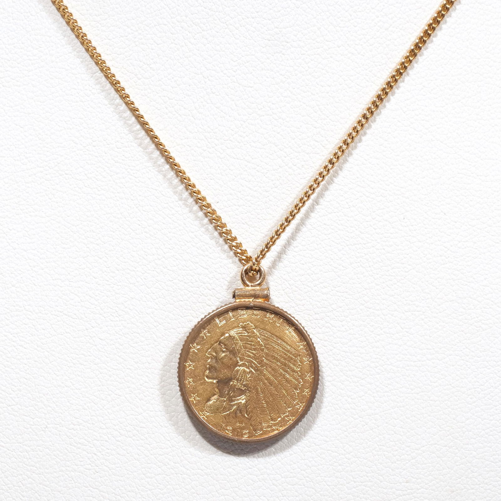 1912 $2.5 INDIAN HEAD GOLD COIN PENDANT NECKLACE (1 of 4)