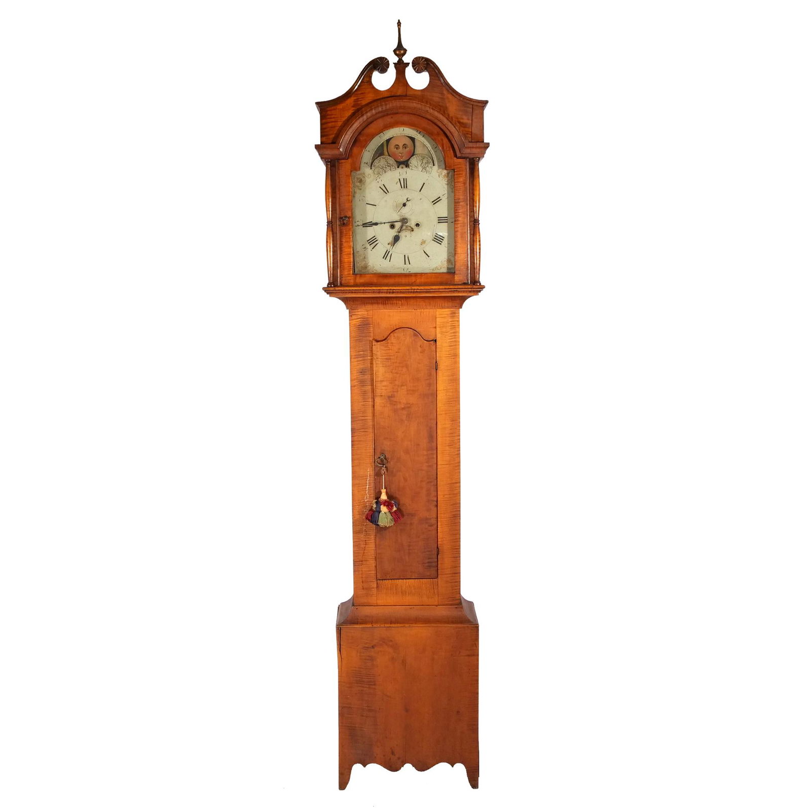 EARLY 19th C. AMERICAN TIGER MAPLE TALL CASE CLOCK (1 of 20)