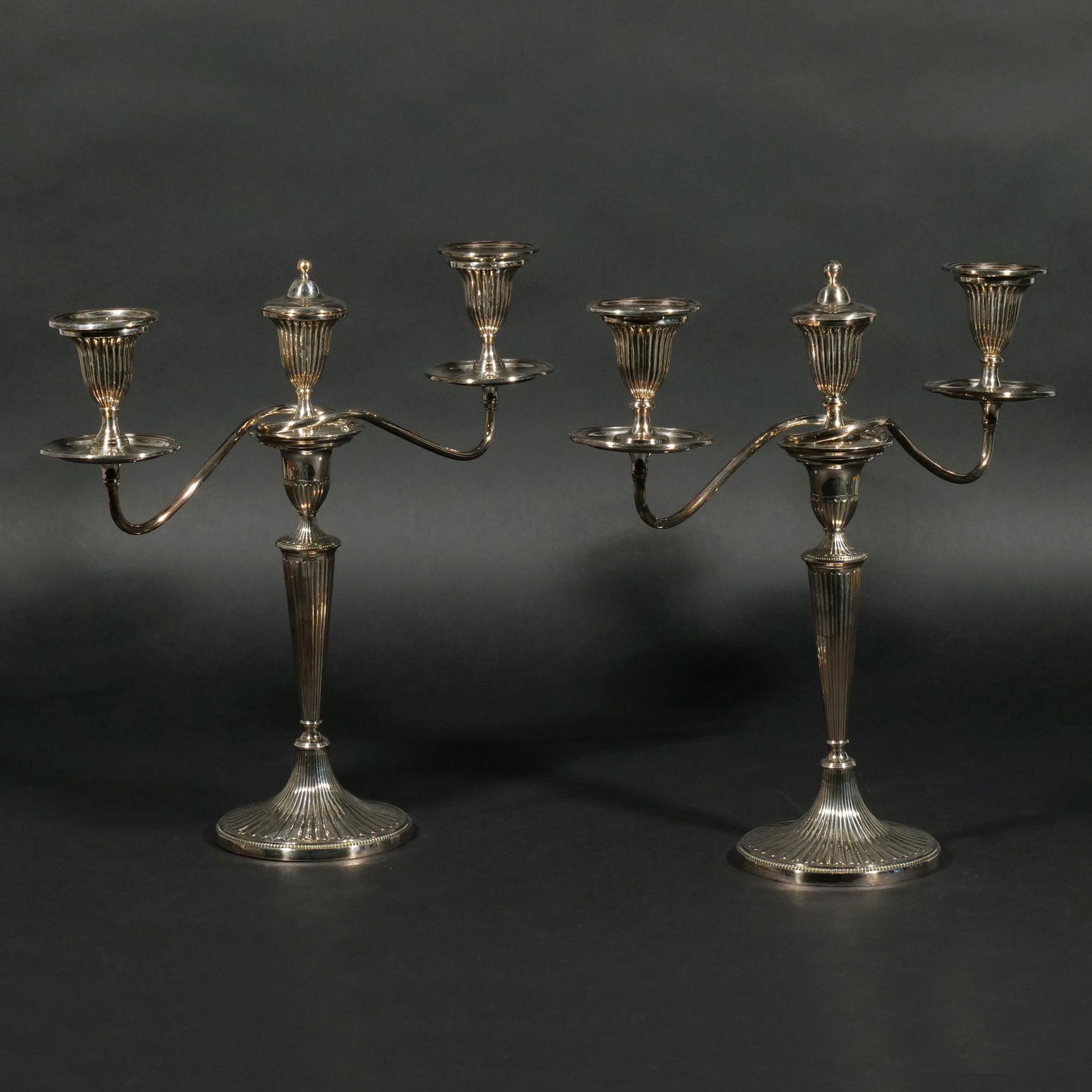 PAIR SHEFFIELD SILVER-PLATED CANDELABRA (1 of 11)