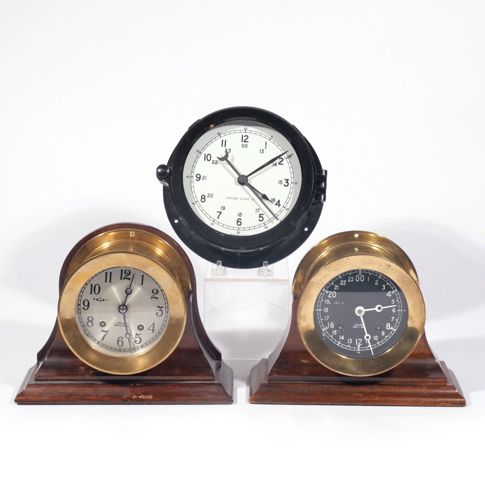 (3pc) CHELSEA SHIP'S BELL CLOCKS (1 of 13)