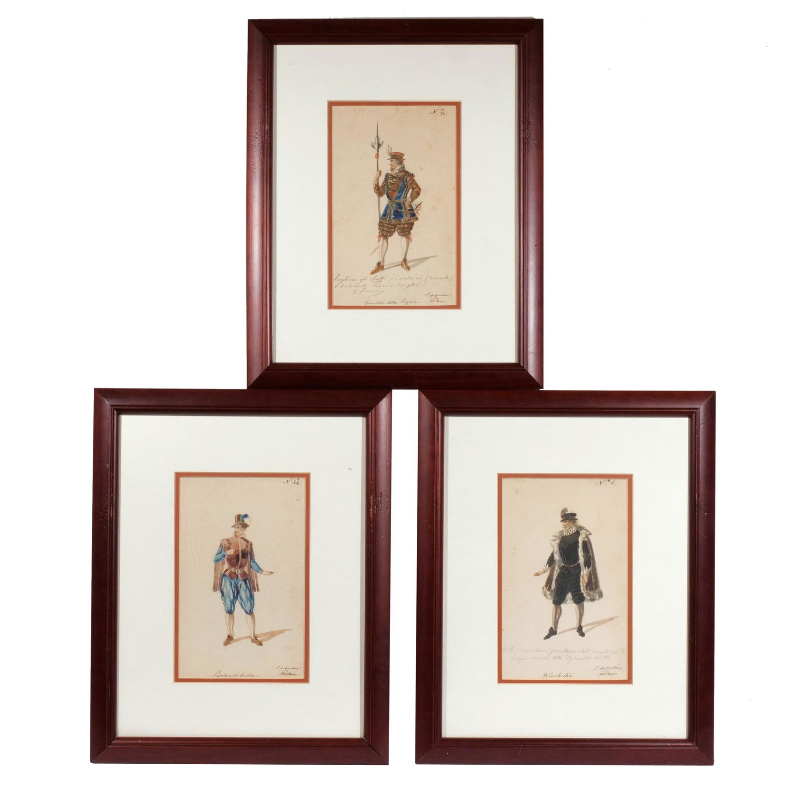 (3pc) CONTINENTAL SCHOOL COSTUME WATERCOLORS (1 of 11)