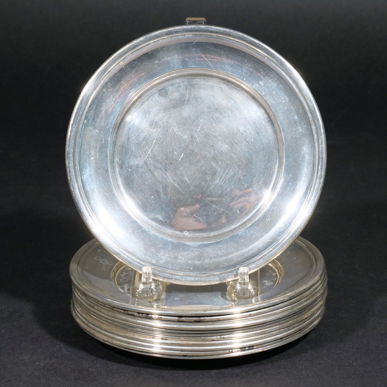 (12pc) STERLING SILVER BREAD & BUTTER PLATES (1 of 8)