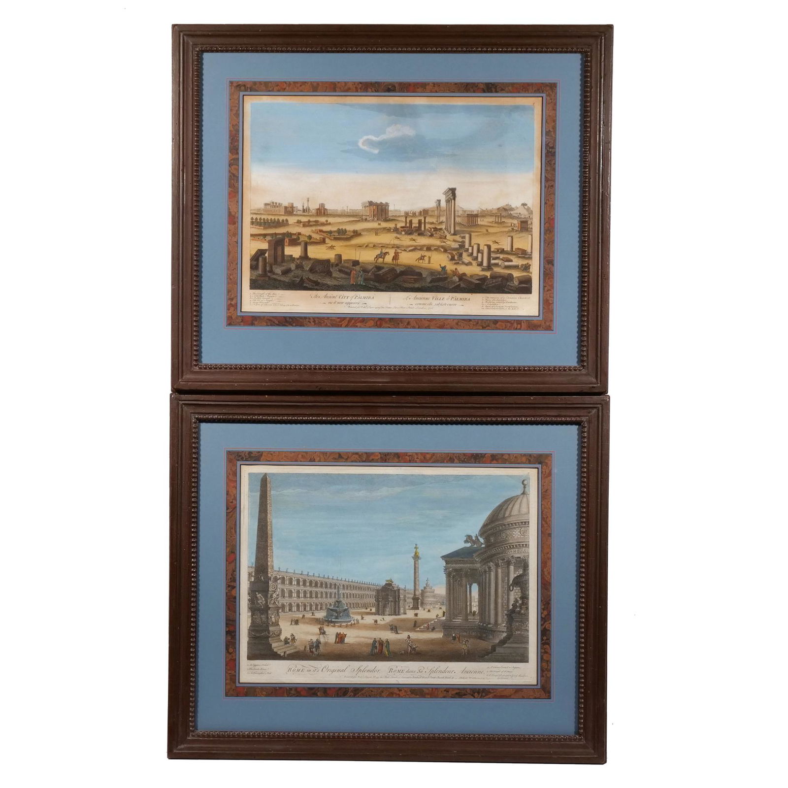 (2pc) ANTIQUE COLORED ENGRAVINGS (1 of 11)