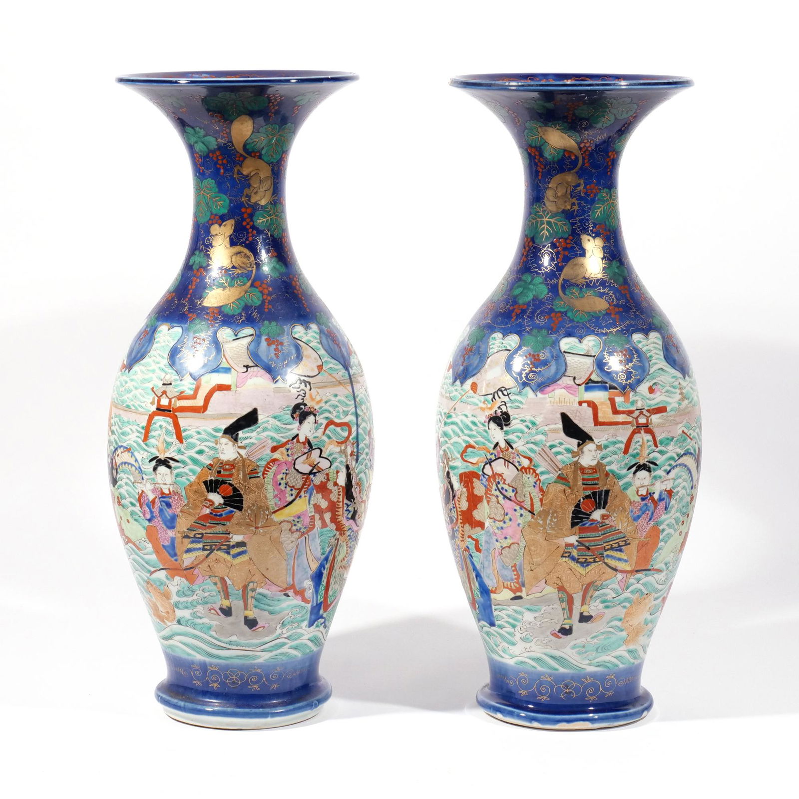 (2pc) PAIR MEIJI PERIOD JAPANESE PORCELAIN VASES (1 of 20)