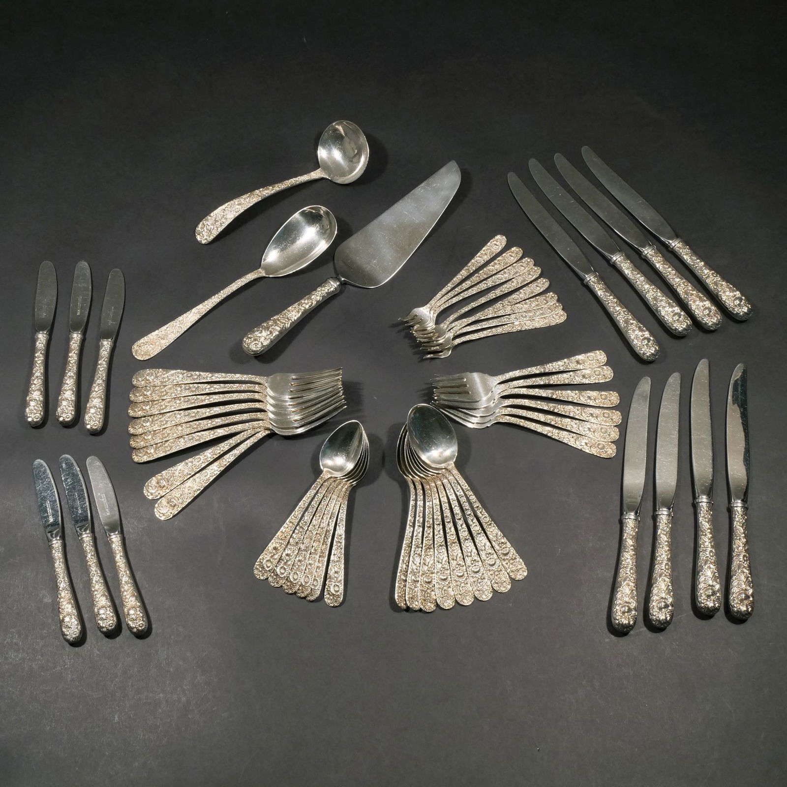(53pc) S. KIRK & SONS REPOUSSE STERLING FLATWARE (1 of 12)