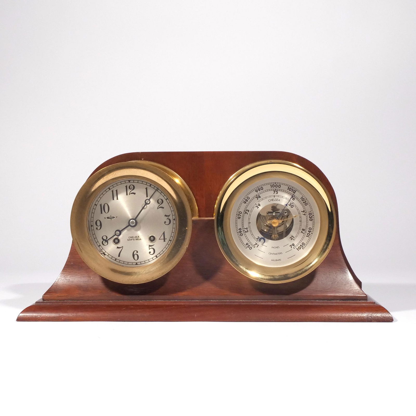 CHELSEA SHIP'S BELL CLOCK & BAROMETER (1 of 9)