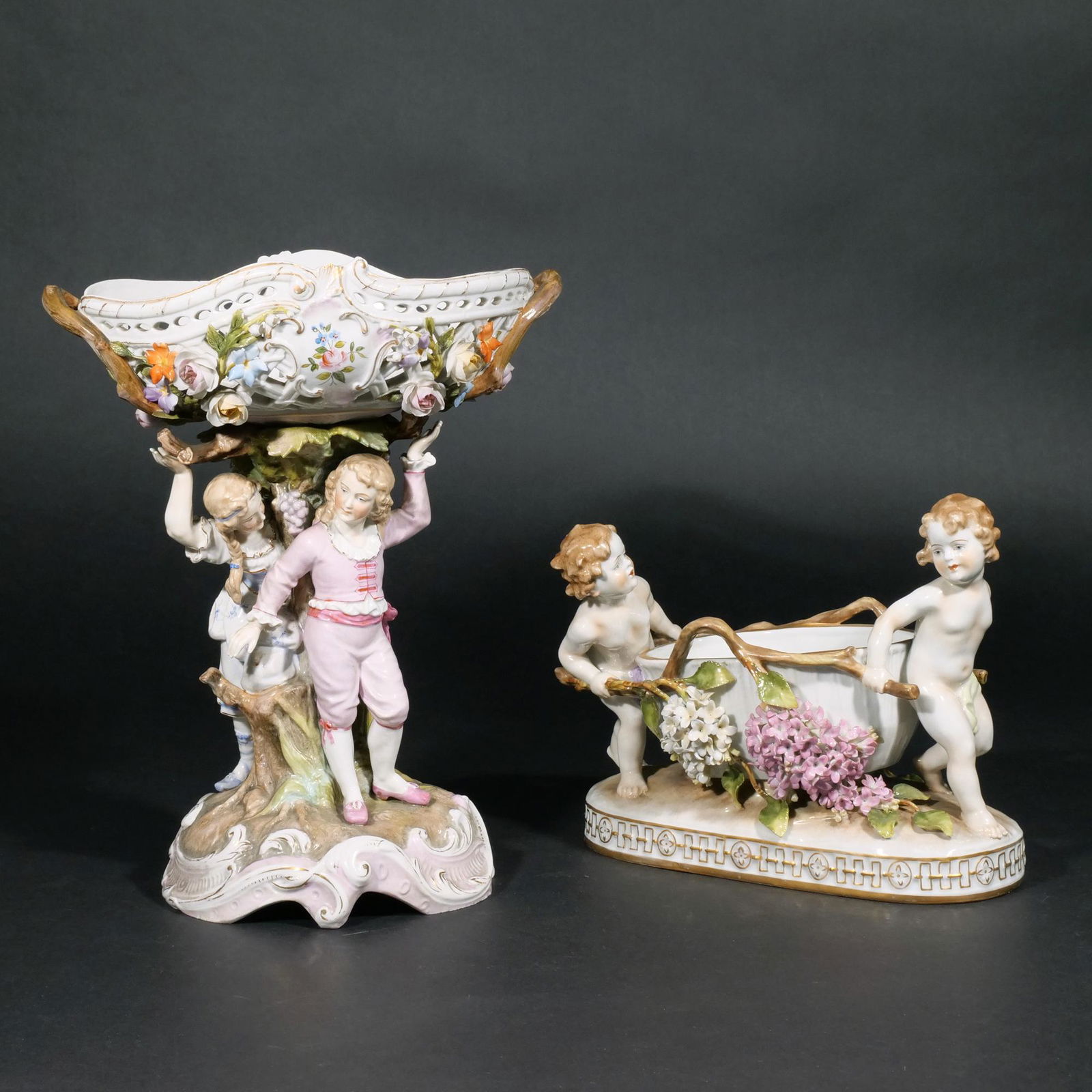 (2pc) CONTINENTAL FIGURAL PORCELAIN BASKETS (1 of 19)