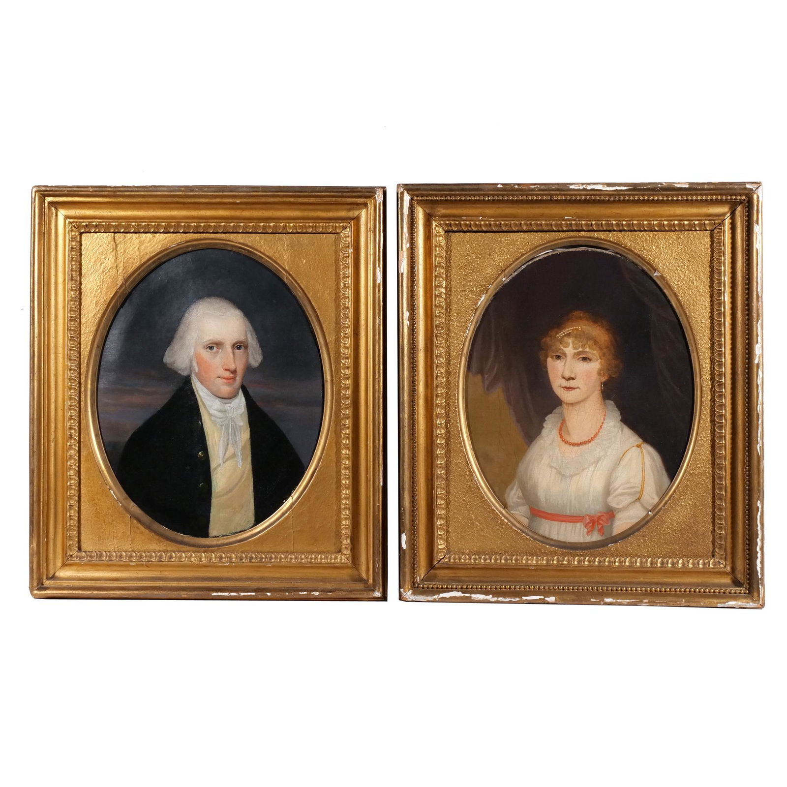 PAIR E. 19THC.  PORTRAITS OF LADY & GENTLEMAN (1 of 15)
