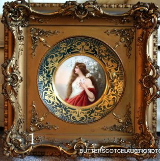 ROYAL AUSTRIAN CABINET PLATE, SGD. WAGNER,: PLATE DIA. 9 3/4, "FLEURS DE PRINTEMPS" , ORIGINAL FRAME