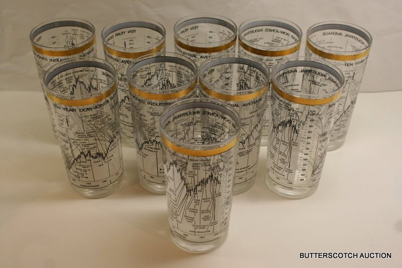 10 DOW JONES DRINKING GLASSES: -