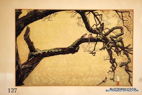 7-20TH C. JAPANESE WOODBLOCK PRINTS: 3- TOSHI: YOSHIDA, INCL.:" PLUM TREE & BLUE MAGPIE"& "SNOW COUNTRY" BOTH W/RED SEAL, BOTH APPROX. 9 1/2 X 14"; 2-HIROSHI YOSHIDA'S (1876-1950, BOSTON, MA.) INCL.: "CRYTOMERIA AVE., 1937, 14 1/2 X 9 1/2"&1- FUGI