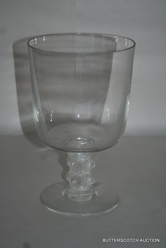 LALIQUE CHALICE FORM VASE,: H.9 3/4", SGD. LAL
