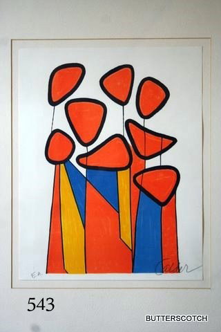 ALEXANDER CALDER COLOURED PRINT, "SQUASH: BLOSSOMS", PENCIL SGD. AND MKD. E.A., 13 X 10 ½" (SHEET)