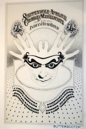 BOB FRIED, ORIGINAL STEPPENWOLF POSTER, MIXED: MEDIA & GOUACHE, SGD. L.R., 22.5 X 14.75"