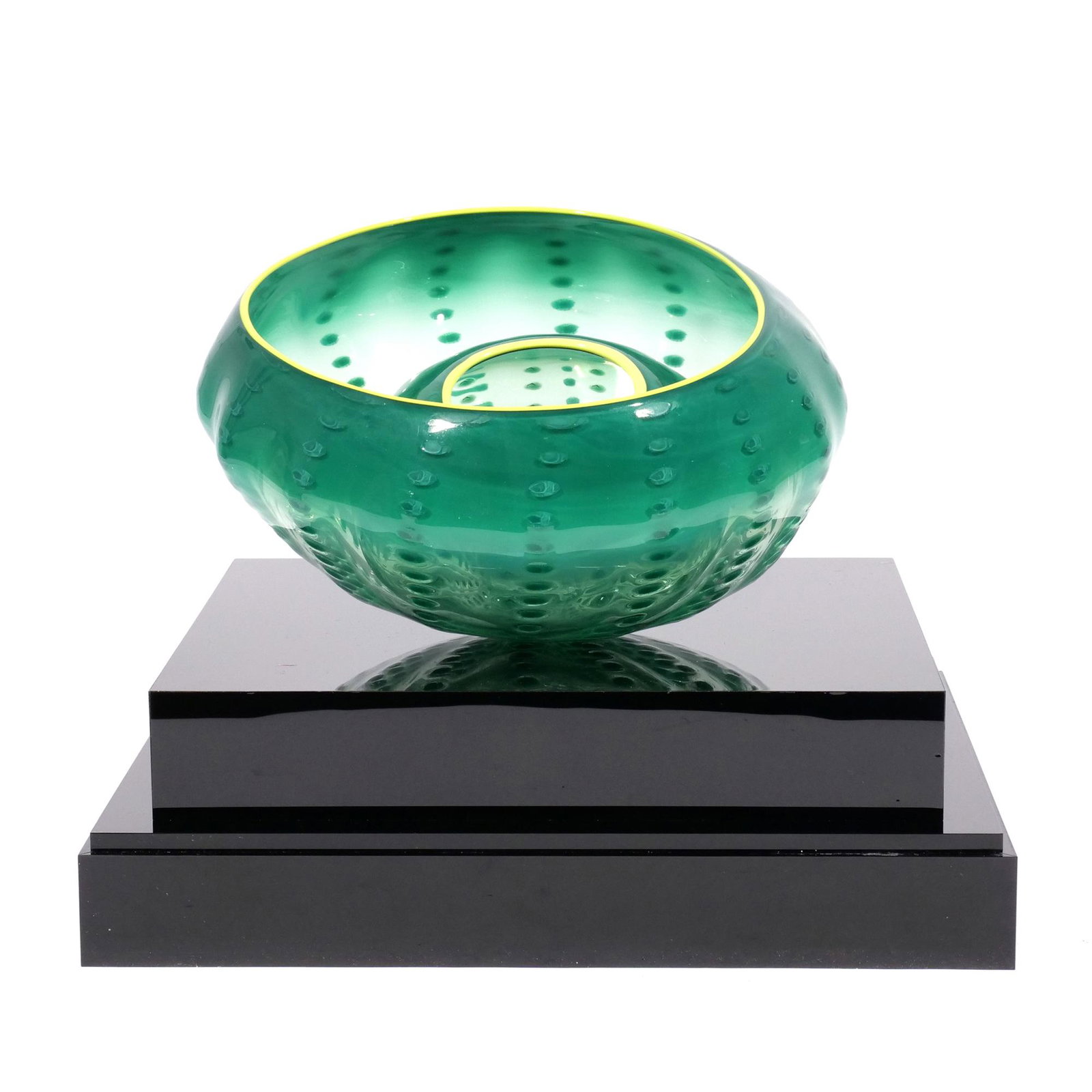 DALE CHIHULY (American, b. 1941): Jade Green Seaform h. 5 w. 8 d. 8 in., glass overall: 11-3/4 x 10-1/2 x 10-1/2 in.