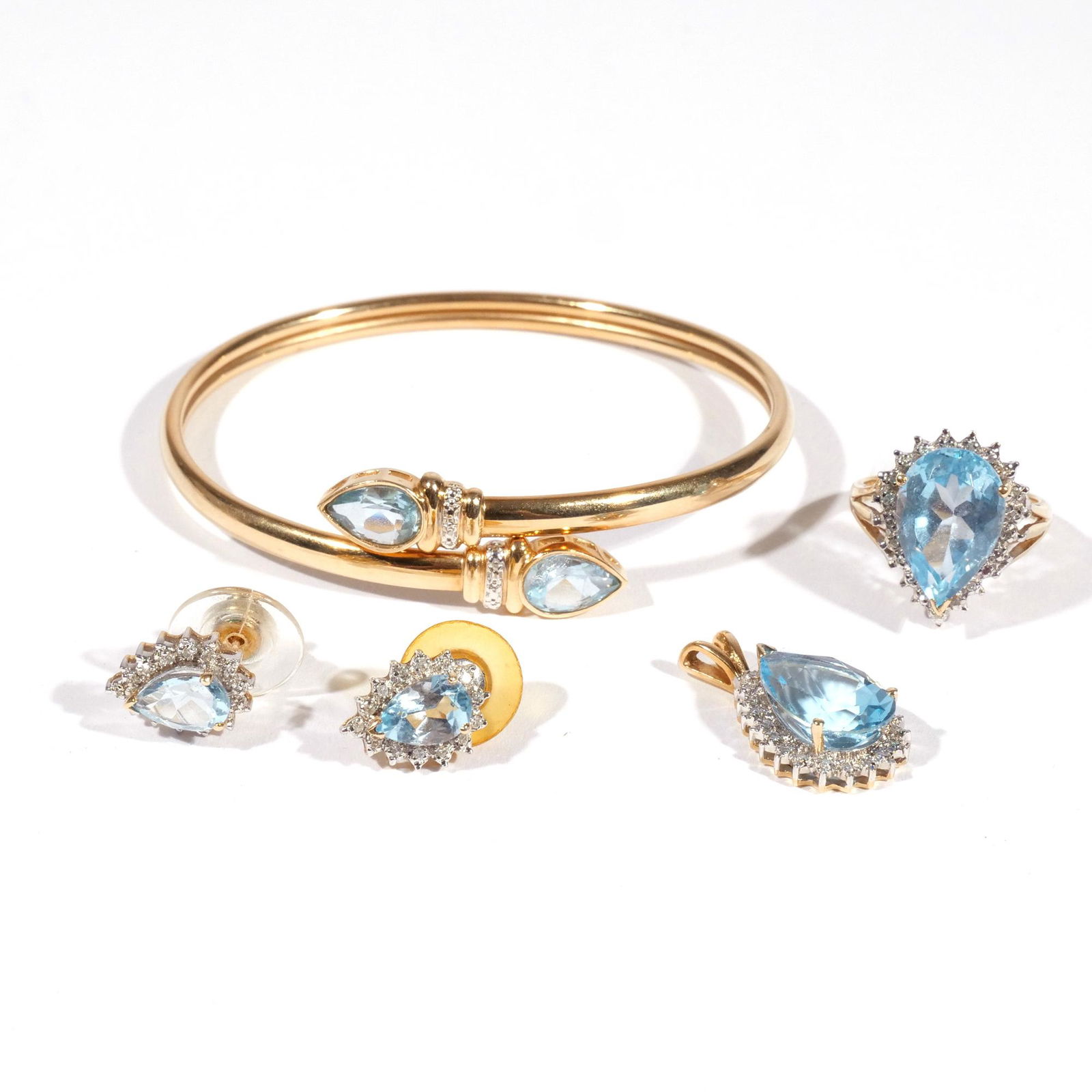 BLUE TOPAZ, DIAMOND, & GOLD PARURE (1 of 11)